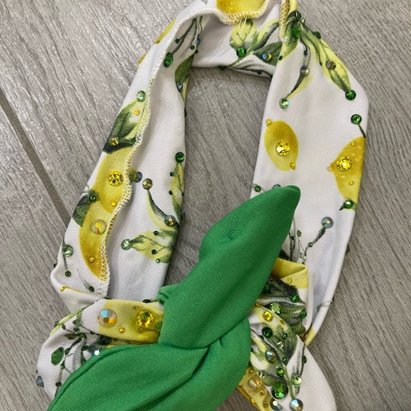 Lemon print green & yellow dance costume LC - Picture 11 of 11